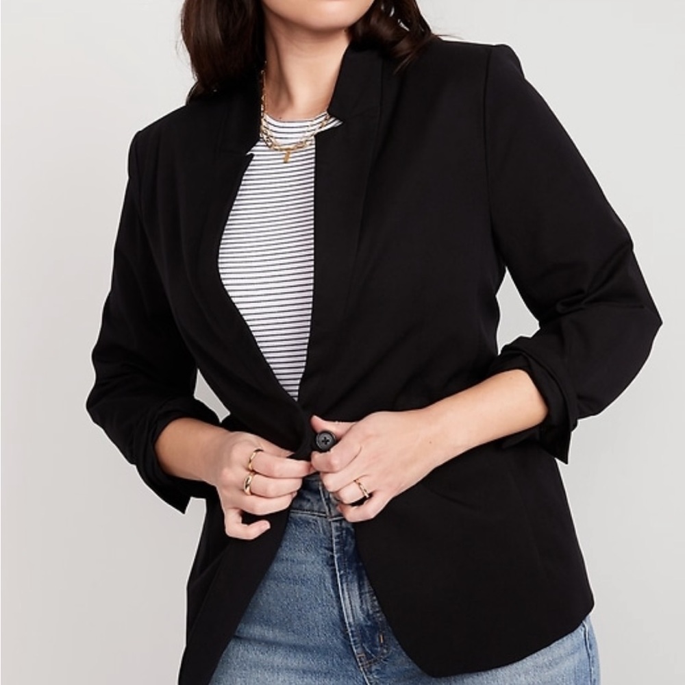 Old Navy Notched-Collar Pixie Black Blazer - image 4